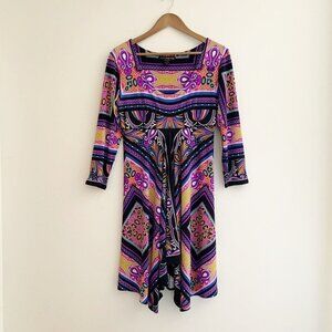 Eva Varro Vibrant Geometric Print Stretch Jersey Dress Medium